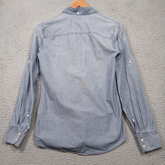 J.Crew Women's Chambray Button‎ Down Shirt XS Light Blue 100% Cotton - Picture 3 of 8